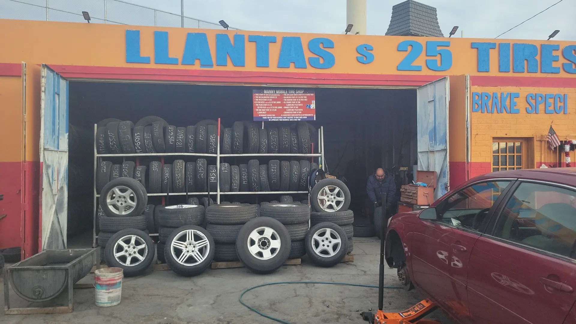 Roadside tire shop