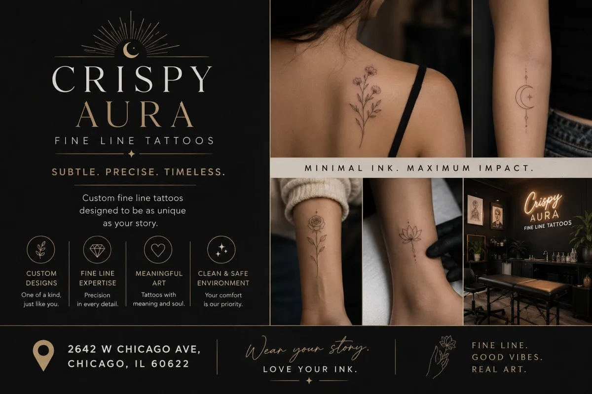 Crispy Aura Fine Line Tattoos